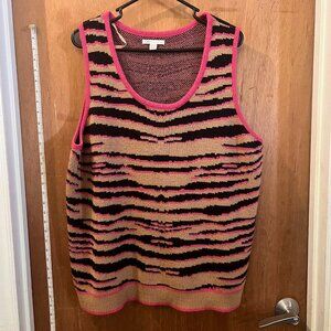 Size 22/24W - Cato - Tan and Pink Long Sleeveless Sweater Tank